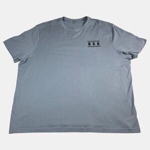 Zelos USA Flag‎ Graphic Print T-Shirt Gray Men's Size 2XL Tall Cotton Crewneck